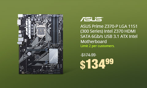 ASUS Prime Z370-P LGA 1151 (300 Series) Intel Z370 HDMI SATA 6Gb/s USB 3.1 ATX Intel Motherboard