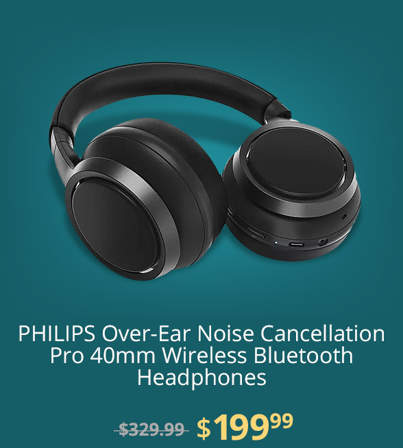 PHILIPS Over-Ear Noise Cancellation Pro 40mm Wireless Bluetooth Headphones