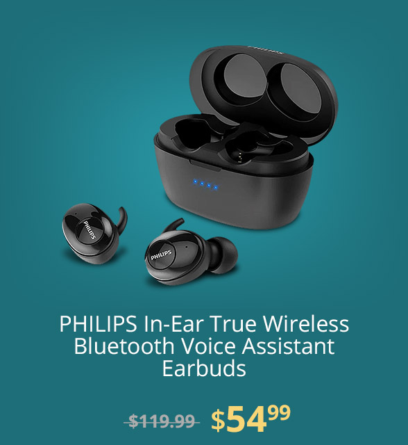 PHILIPS In-Ear True Wireless Bluetooth Voice Assistant Earbuds