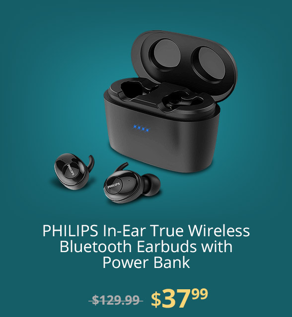 PHILIPS In-Ear True Wireless Bluetooth Earbuds with Power Bank