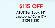 $115 OFF ASUS ZenBook 14" Laptop w/ Core i7 + 512GB SSD