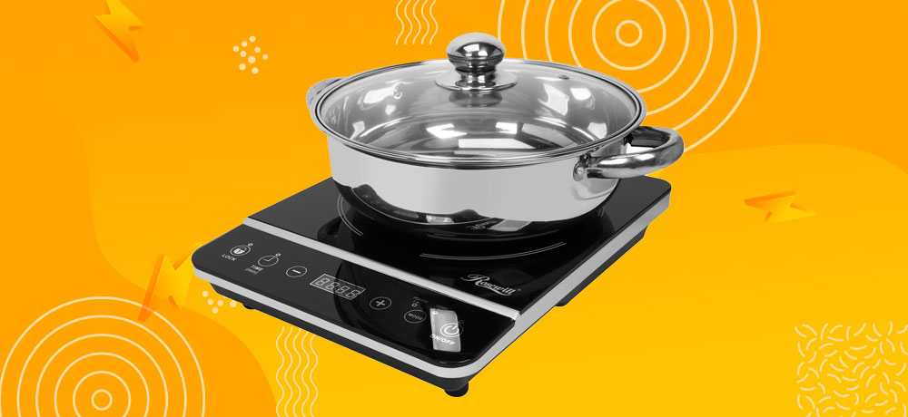 Rosewill Induction Cooker 1800-Watt, Induction Cooktop, Electric Burner with Stainless Steel Pot 10 3.5 QT 18-8, RHAI-13001