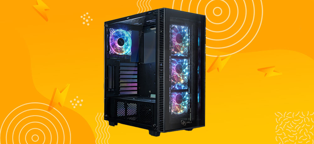 ROSEWILL CULLINAN MX Tempered Glass RGB ATX Mid Tower Computer Case with Remote Controlled RGB LED Fans