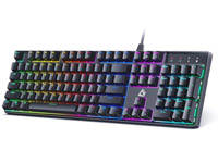 AUKEY Mechanical Gaming Keyboard with Clicky Blue Switches & LED Backlight, 104-Key Anti-Ghosting Wired Mechanical Keyboard with Macro Recording & Ergonomic Design for PC and Laptop KM-G16